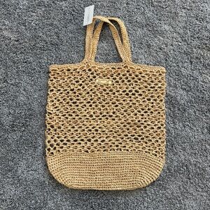 NWT Mango Natural Woven Tote Bag